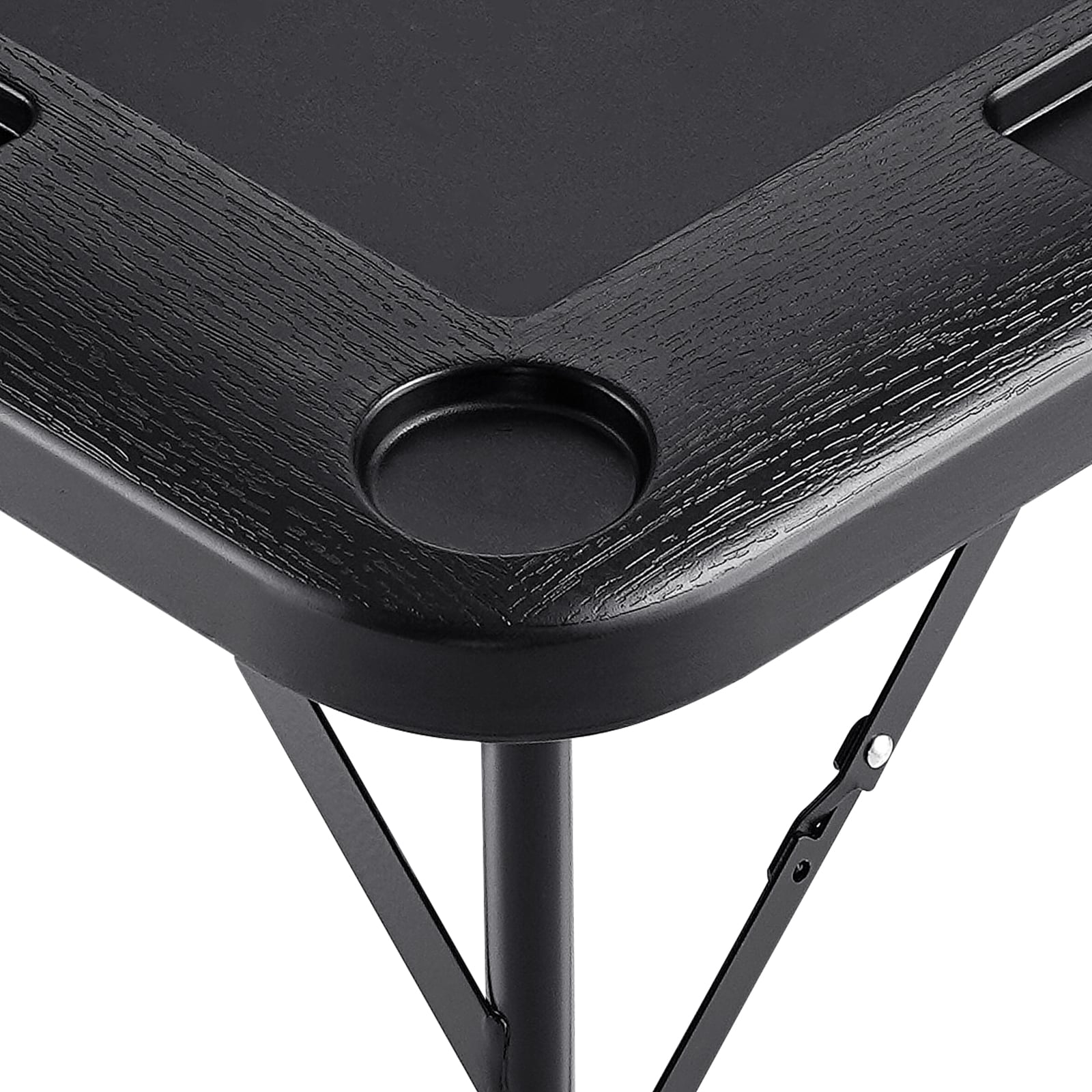 Mahjong Table 4 Player Folding Card Table & 4 Cup Holders Chip Trays Black_voghion.com
